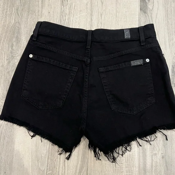 7 For All Mankind High Waisted Button Up Black Jean Shorts size 27 - Picture 2 of 8